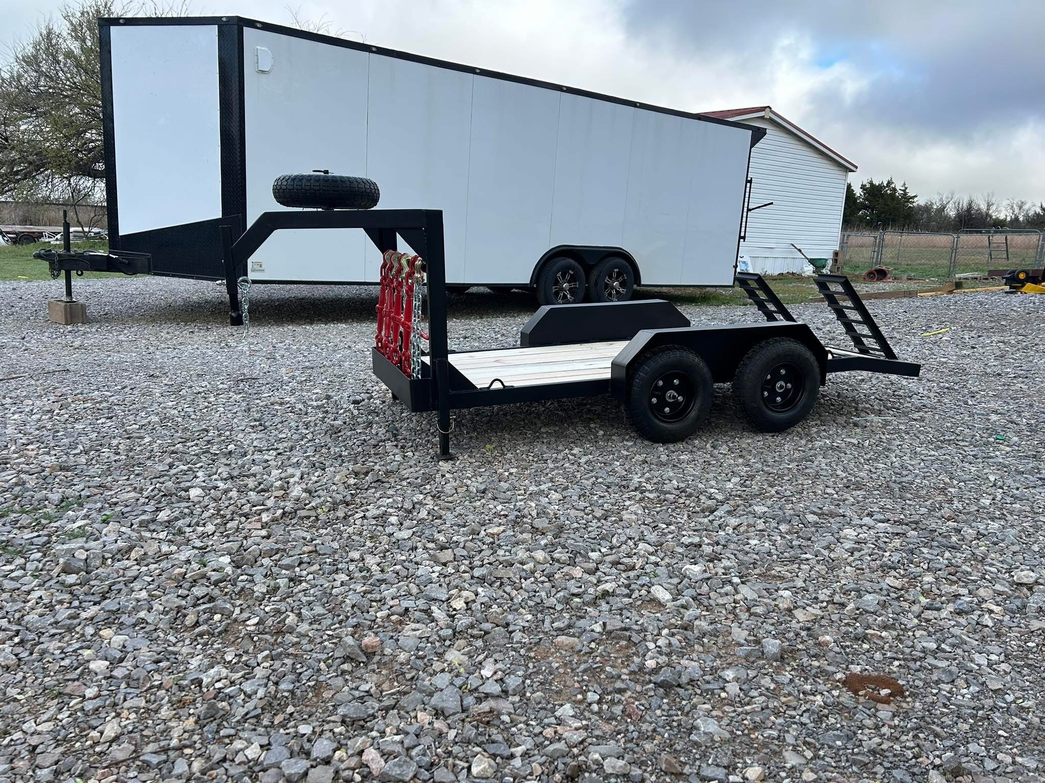 Kid's Hauler Flatbed Trailer Includes Chains, Binders, and Spare